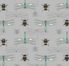 The Botanist Bees and Dragonfly on grey background - Click Image to Close